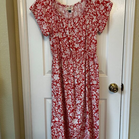Universal Thread Red White Floral Midi Dress with Back Cut-out - Picture 3 of 3